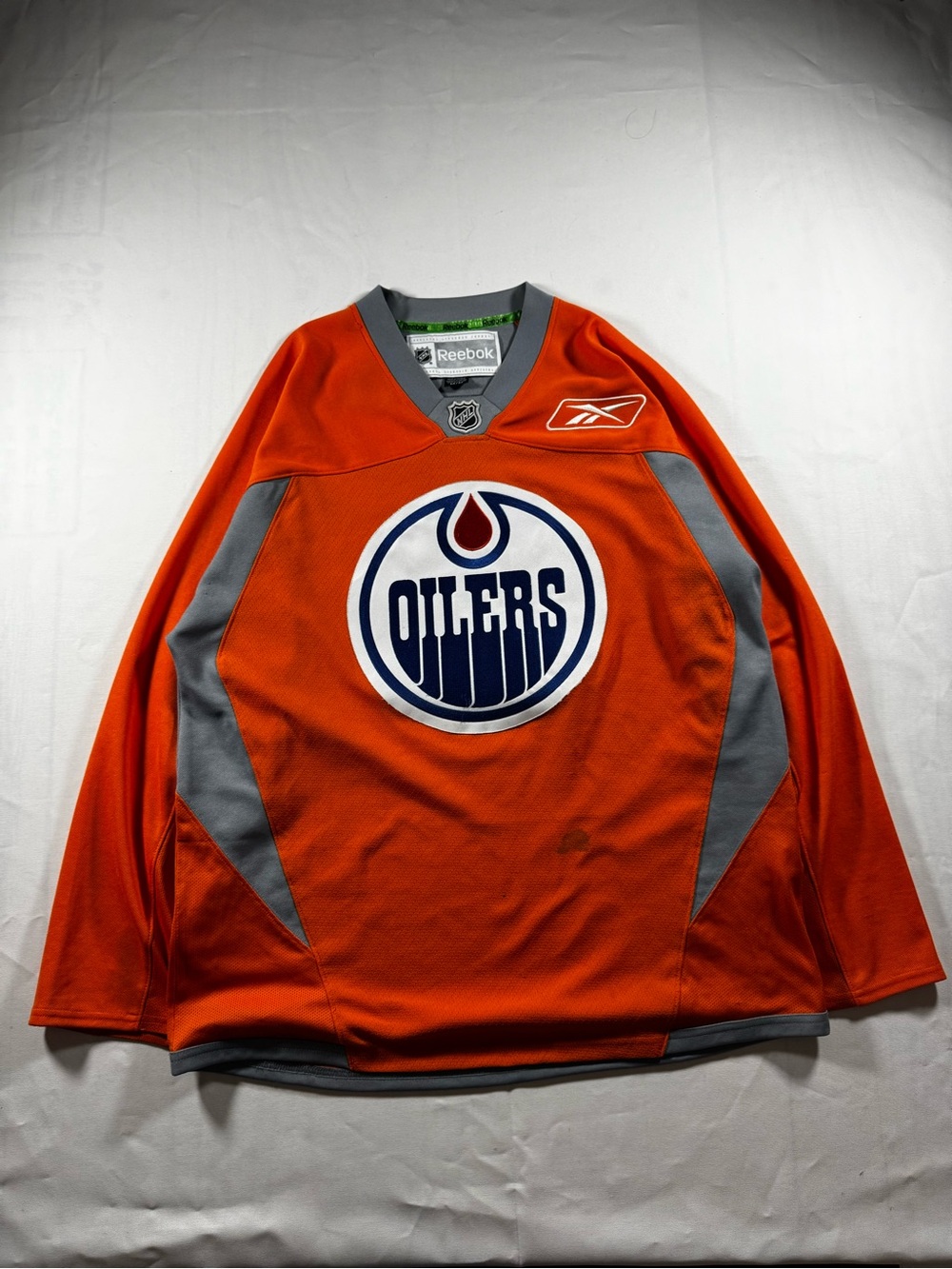 Reebok Men’s Orange and Gray Edmonton Oilers Hockey Jersey